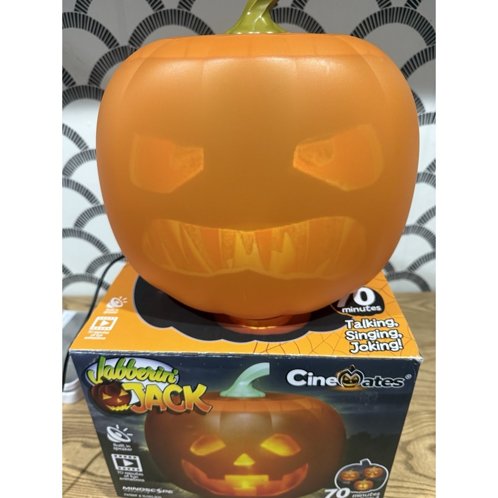 Halloween Jabberin Jack Cinemates Animated Projector Pumpkin Head‎ See Video